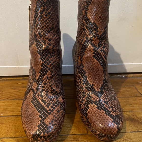 Brown Snakeskin Boots with Chunky Heels - Picture 4 of 5
